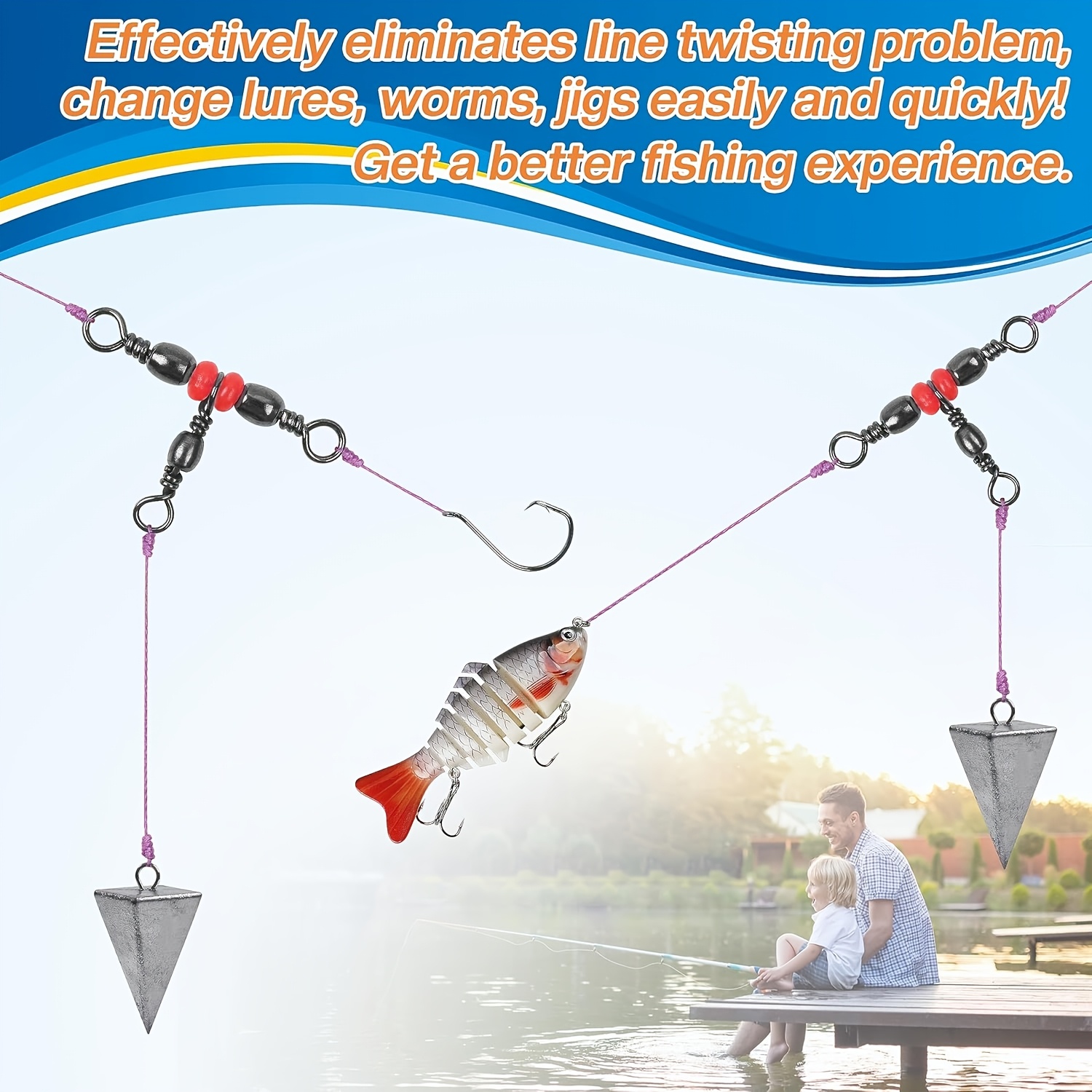 3 Three Way Swivels,Triple Swi - Freshwater Fishing Kit recensione e prezzo