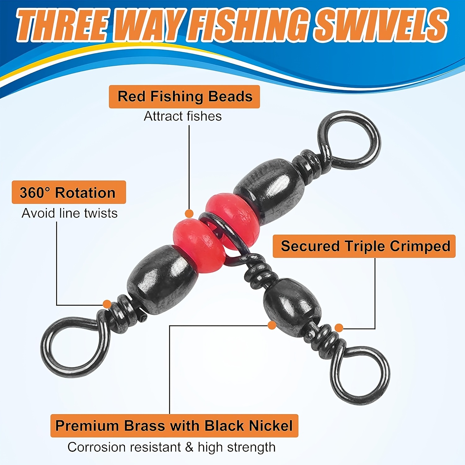3 Three Way Swivels,Triple Swi - Freshwater Fishing Kit recensione e prezzo